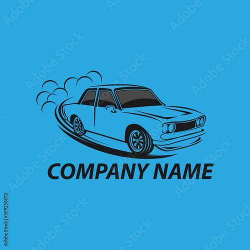 drift car racing vector illustration, drift car logo vector,Drift, the car rides sideways. Flat design vector illustration.