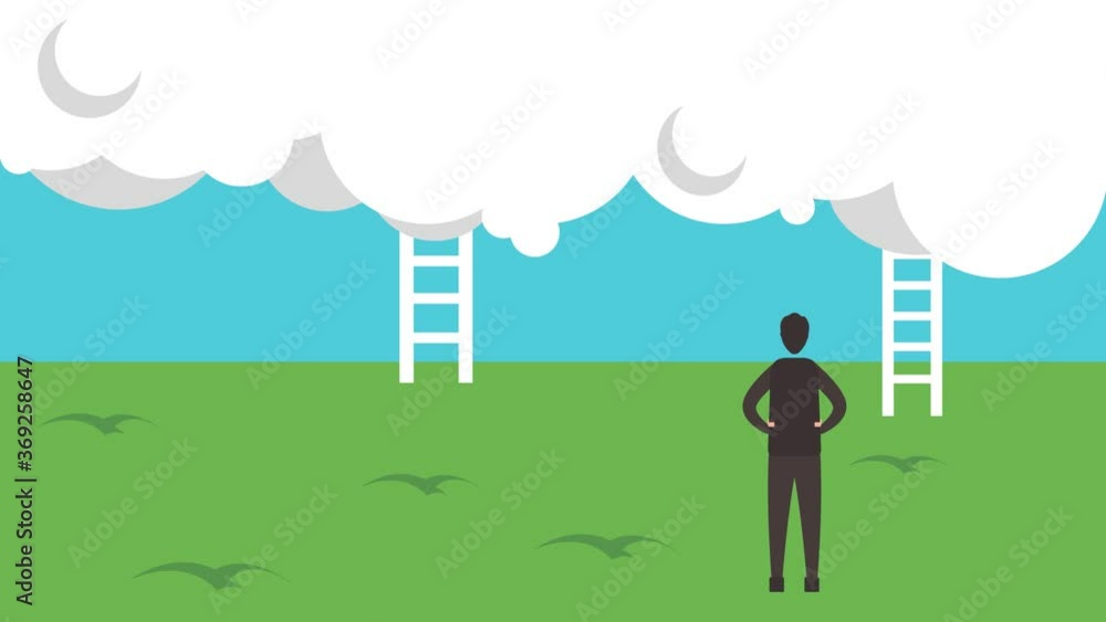 Confused businessman choosing a ladder to climb up Confused businessman choosing a ladder to climb up