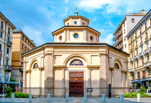 Church of San Carlo al Lazzaretto, Porta Venezia district, Milan. Christian Catholic church of Ambrosian rite built in the 15th century. It was built in Renaissance style with octagonal plan. photo