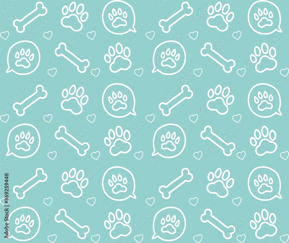 Vector linear seamless pattern, hand drawn icons, doodle design. Bone ...