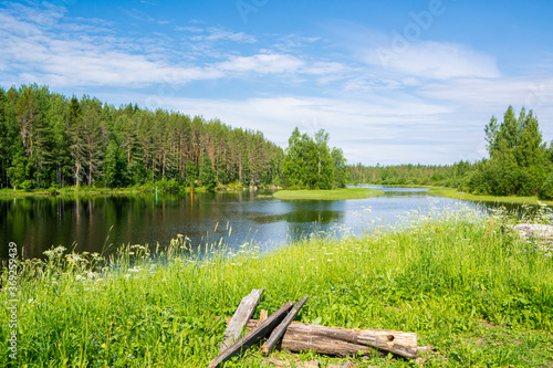 View of The river Anninkoski in summer, Mohko, Finland