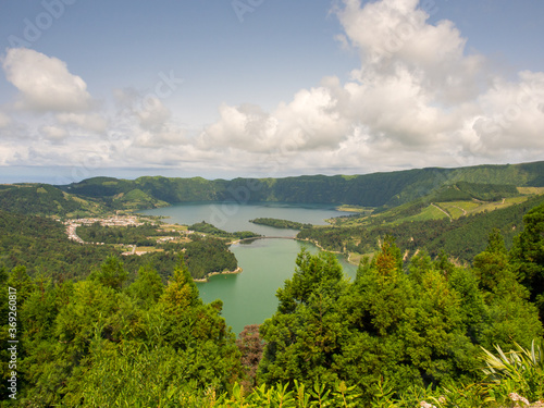 Lagoa das Sete Cidades, Blue and Green Lakes, Sao Miguel, Azores Islands