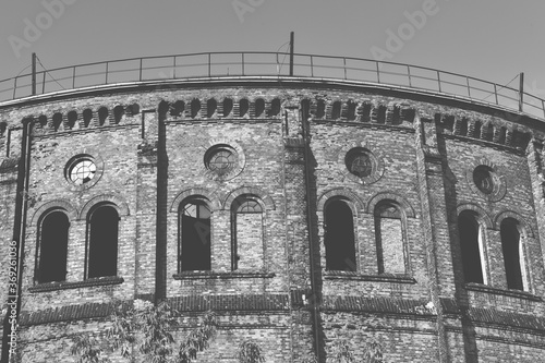 old abandoned gasworks building