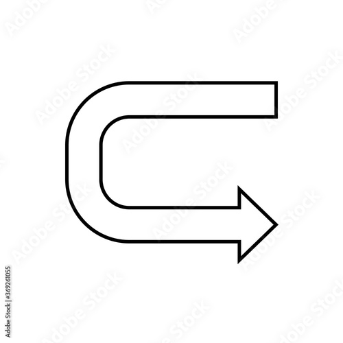 180 (one hundred eighty degree) turn arrow icon.