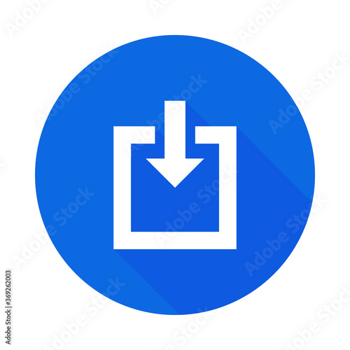 Download file, import icon. Arrow down sign. Save icon
