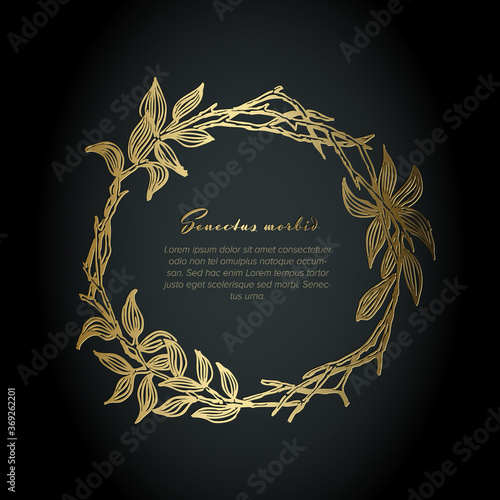 Minimalist golden floral wreath flyer