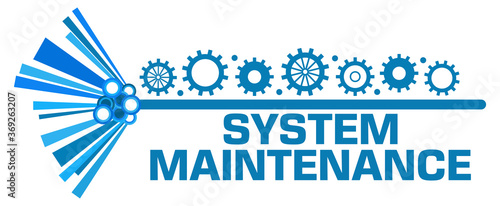 System Maintenance Gears Symbols Top Blue Graphics Text 