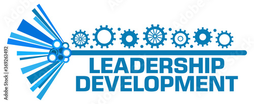 Leadership Development Gears Symbols Top Blue Graphics Text 
