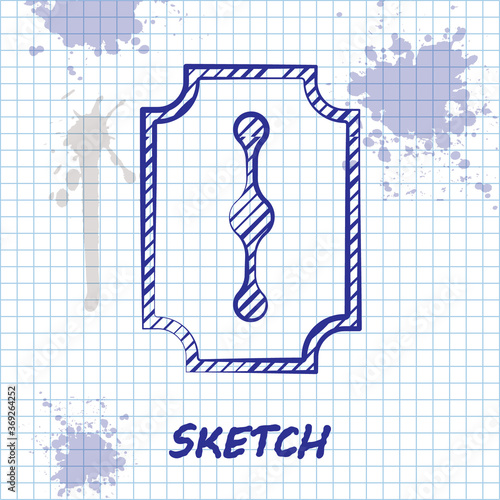Sketch line Blade razor icon isolated on white background. Vector Illustration.