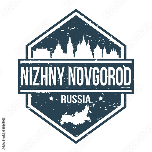 Nizhny Novgorod Russia Travel Stamp Icon Skyline City Design Tourism Badge Rubber.