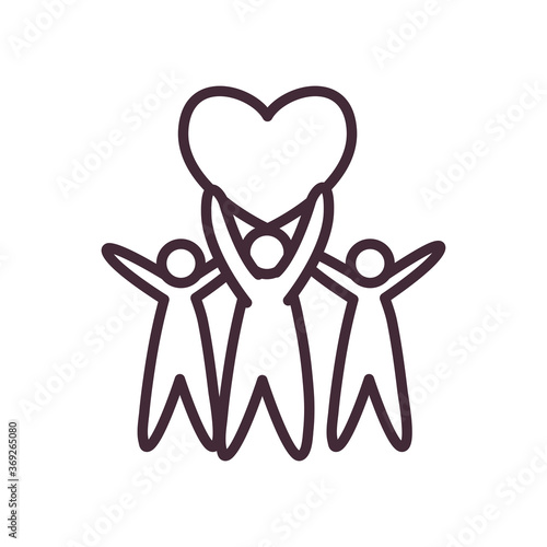 volunteer avatars with heart line style icon vector design