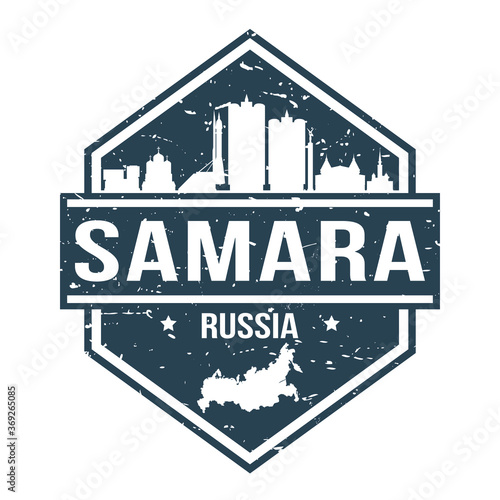Samara Russia Travel Stamp Icon Skyline City Design Tourism Badge Rubber.