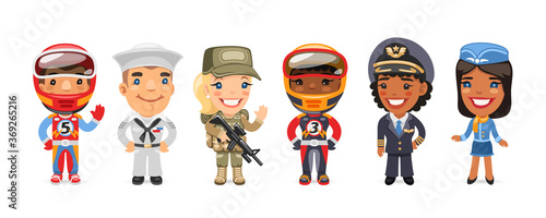 Cartoon Characters with Different Professions