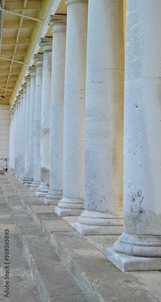 Line of pillars with some in focus