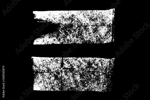 Set of grunge white chalk texture stripe brush on black background