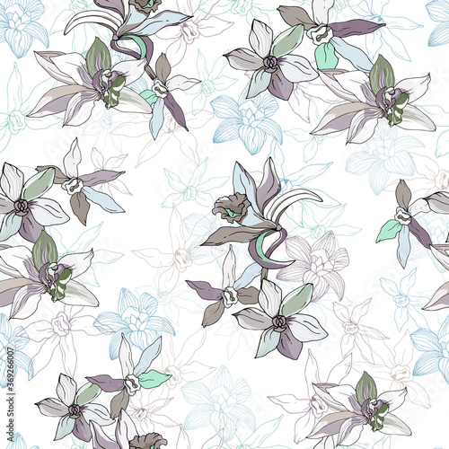 Floral light pattern with gentle flowers. Vector textile background for silk fabric, wallpaper and paper for decoration.