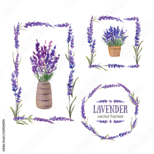 Vector illustration. Frames made up of lavender branches