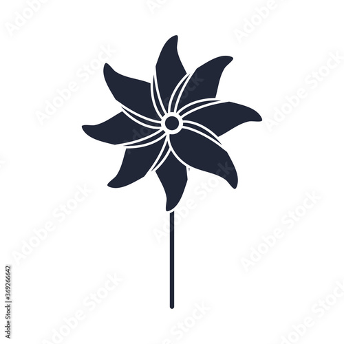 cartoon pinwheel toy object for small children to play, silhouette style icon