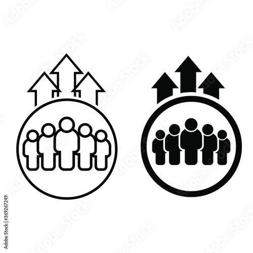 Team growth icon vector set, development illustration sign collection, popularity symbol.