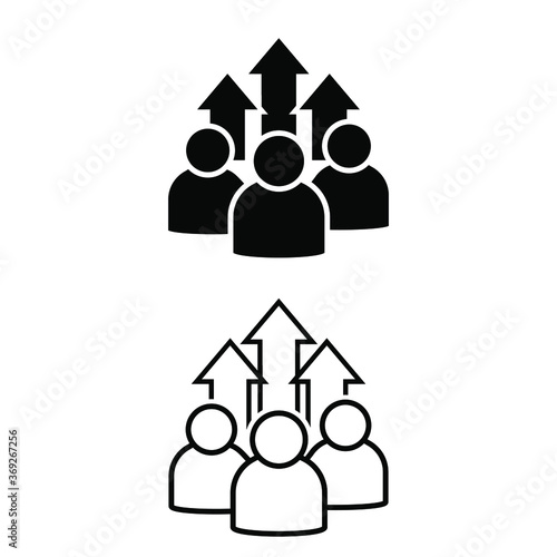 Team growth icon vector set, development illustration sign collection, popularity symbol.