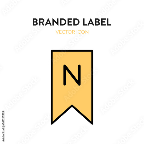 Free Download Brand label icon. Vector illustration of label tag with the logo letter N. Represents concept of branding, company name, quality symbol, typography and corporate identity - GFXLoad