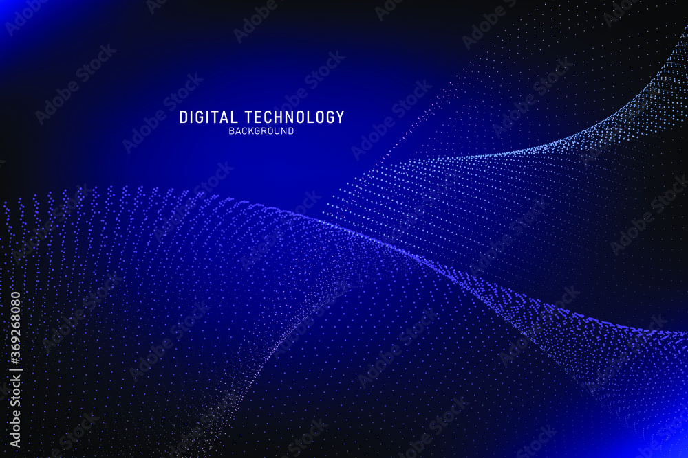 Abstract flowing dot line digital technology, smooth particle wave, big data techno, design concept background and wallpaper, vector eps Abstract flowing dot line digital technology, smooth particle wave, big data techno, design concept background and wallpaper, vector eps