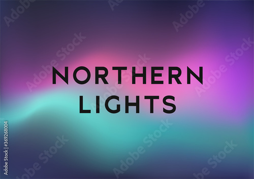 Northern lights, bright gradient background horizontal format, vector illustration