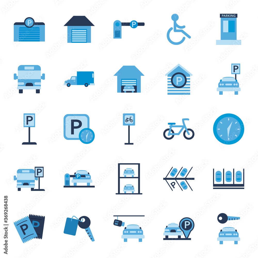 Naklejka premium parking road sign and car flat style icon vector design