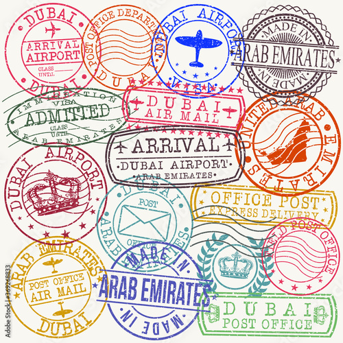 Dubai Arab Emirates Stamp Vector Art Symbol Design Postal Badge Rubber.
