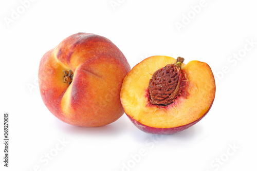 Peach and half isolated on white background