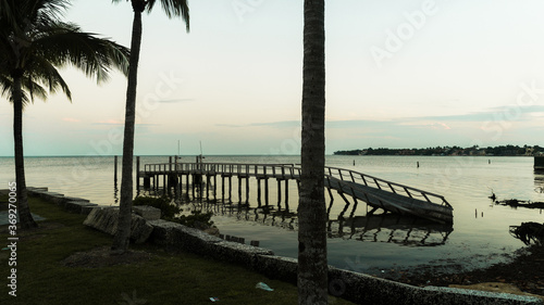 Miami sunset over an old dock
