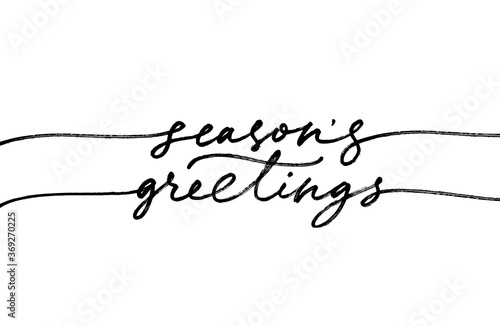Season's greetings elegant modern brush calligraphy. Hand drawn vector lettering isolated on white background. Greeting happy holidays card. Handwritten black typography. Banner, flyer, poster, stamps