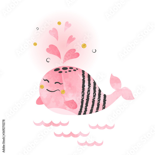 Cute cartoon Whale in love....