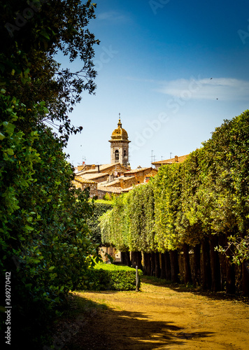 View from the rose garden in San quirico d'orcia in Italy