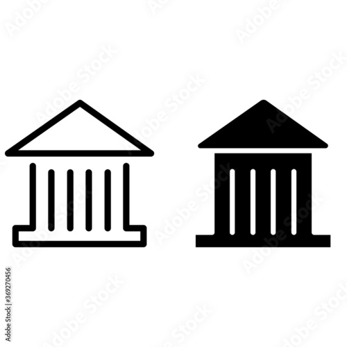 
Municipal building icon vector set, city hall illustration sign collection.