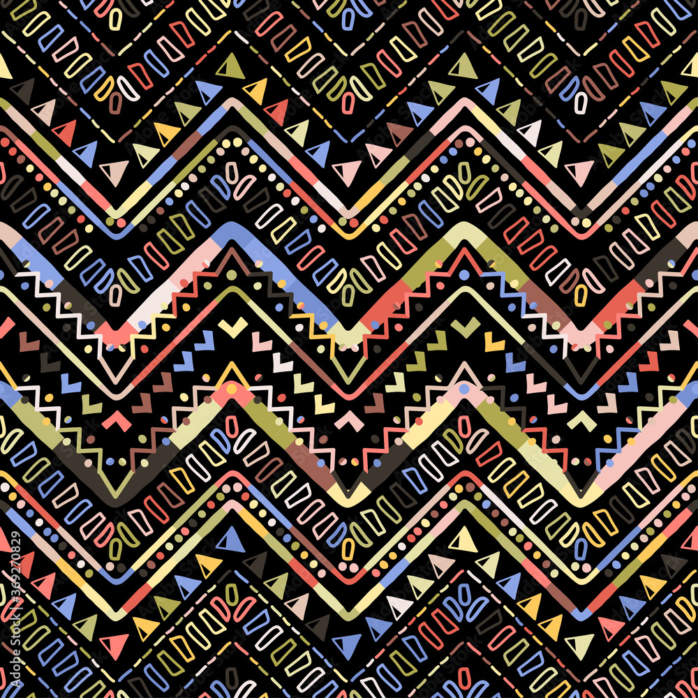 Ikat geometric zigzag pattern. Tribal ethnic theme