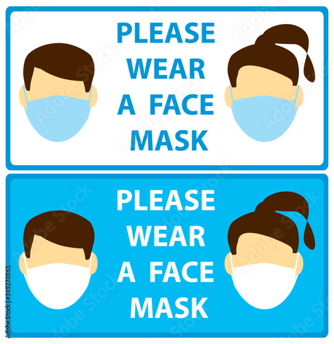 faces with mask - vector leaflets request man and woman wear mask