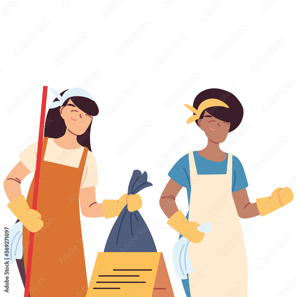 cleaning service women with gloves and cleaning utensils cleaning service women with gloves and cleaning utensils