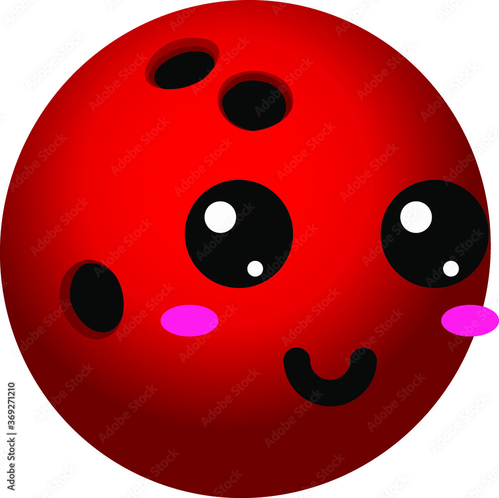 Fototapeta premium Simple Vector Design of a Bowling Ball with Smile in Red