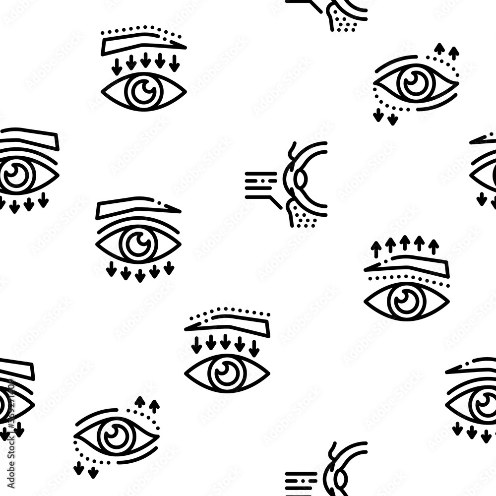 Eyelid Surgery Healthy Seamless Pattern Vector Thin Line. Illustrations Eyelid Surgery Healthy Seamless Pattern Vector Thin Line. Illustrations