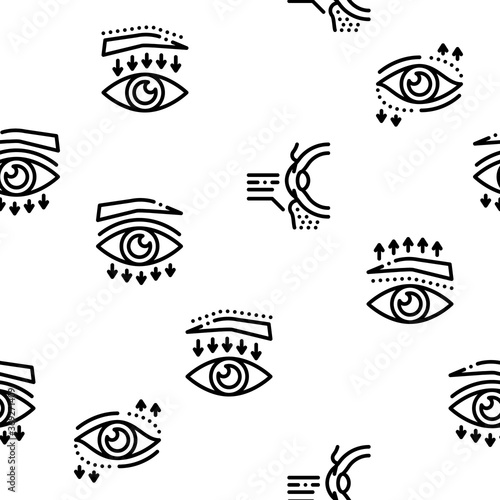 Eyelid Surgery Healthy Seamless Pattern Vector Thin Line. Illustrations