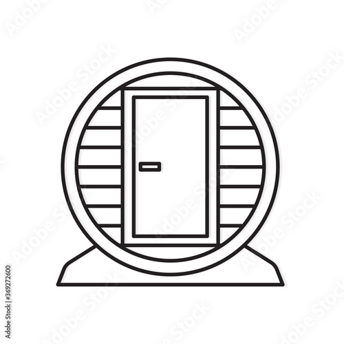 outdoor mobile wooden barrel sauna icon- vector illustration