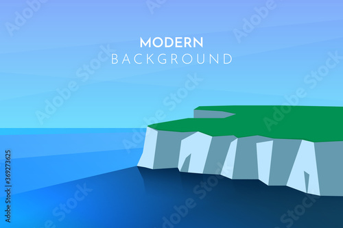 Landscape sea vector illustration, flat style. Natural wallpapers are a minimalist, polygonal concept.