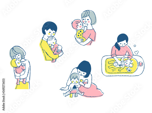 様々なママと赤ちゃんのシーン　セット