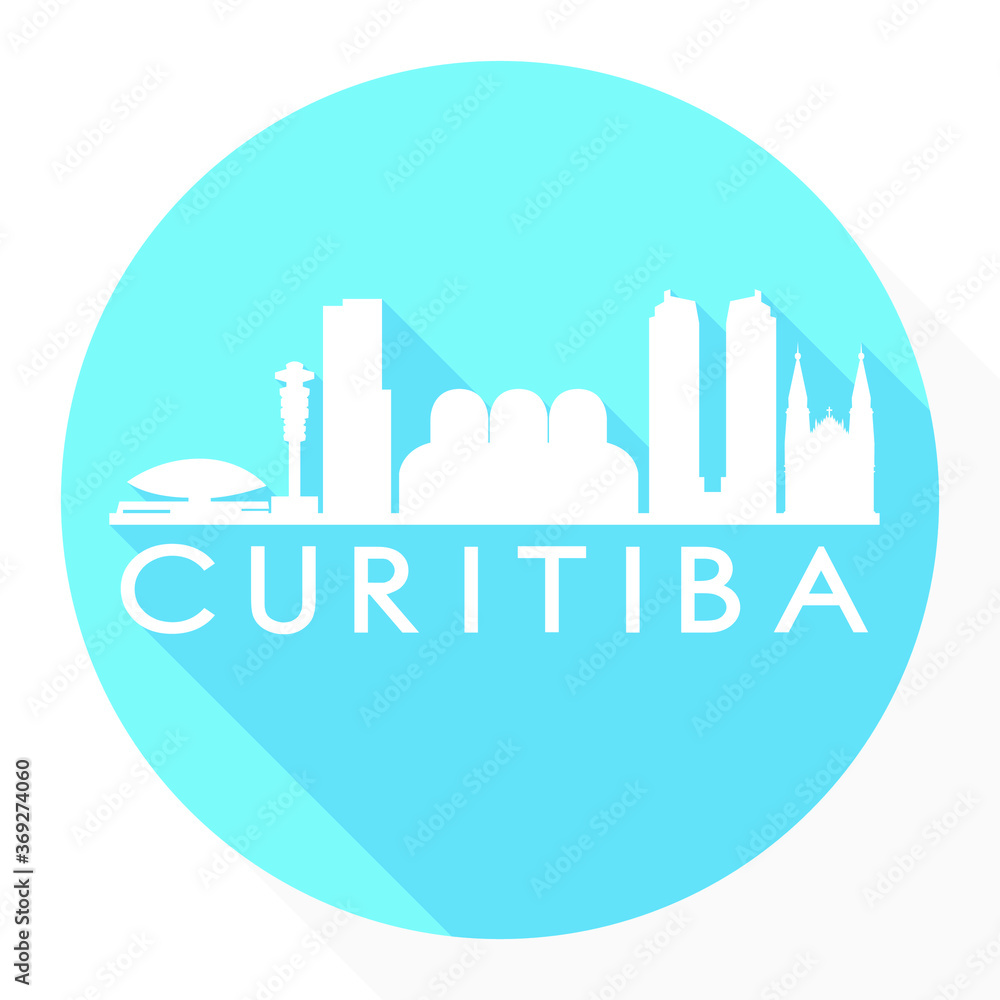 Curitiba Brazil Flat Icon Skyline Silhouette Design City Vector Art Round.