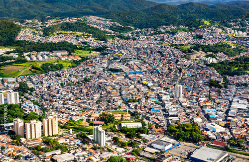 Aerial view of suburbs of Sao Paulo in Brazil