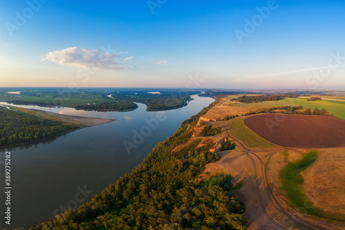 Aerial drone view of river ...