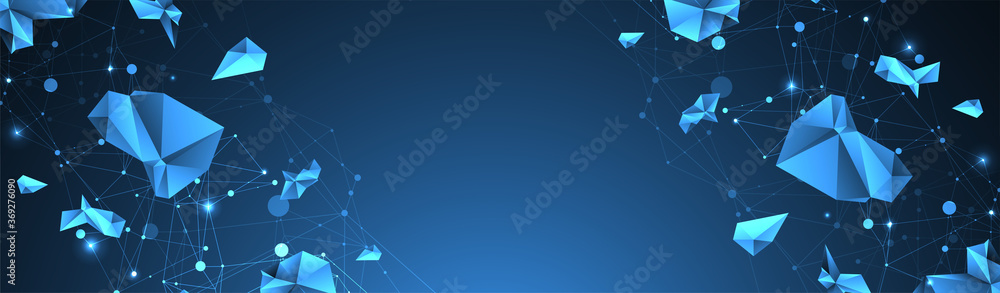 Connected polygons. Glowing blue plexus vector background, digital data visualization. Connected polygons. Glowing blue plexus vector background, digital data visualization.
