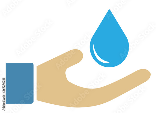 saving water icon or symbol with human hand and waterdrop vector illustration