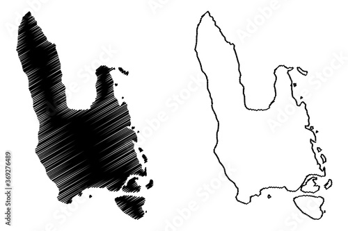 Sanma Province (Republic of Vanuatu, archipelago) map vector illustration, scribble sketch Espiritu Santo, Malo island map
